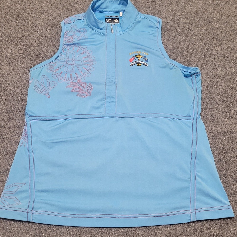 Adidas Golf Tank Top Women M Valhalla 2008 Logo 1/4 Zipper Sleeveless Climacool